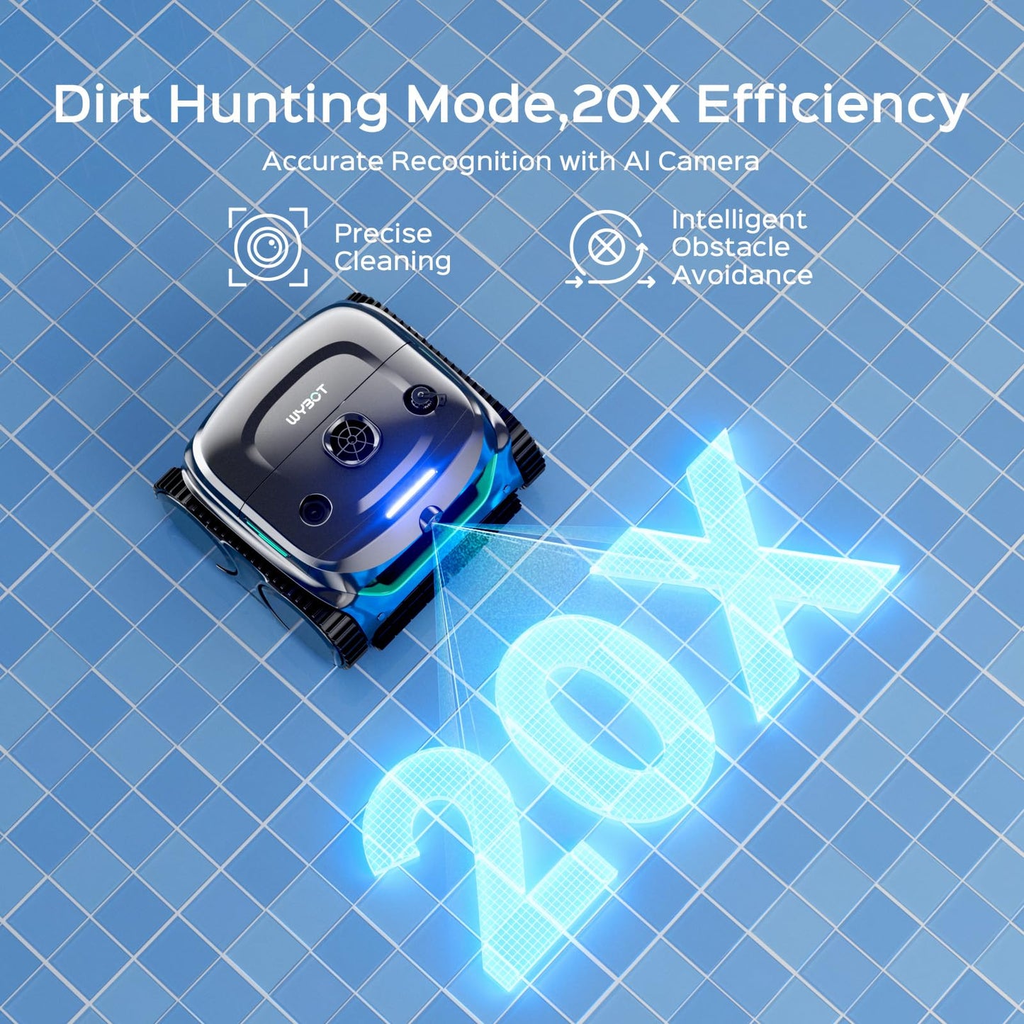 2025 Pro WYBOT C2V AI Camera Cordless Pool Vacuum Robot for Inground&Above Pools, 8 Mode Robotic Pool Cleaner, Utra-fine Filtration, Powerful Suction, Wall Climbing, Waterline Cleaning, Black