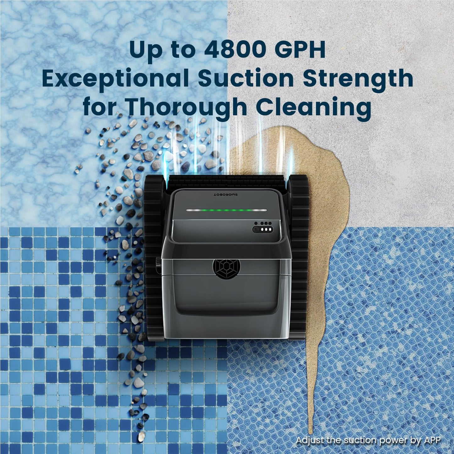 SMOROBOT Cordless Pool Robot Vacuum for Inground Pools up to 2500 Sq.ft – Weekly Timer, Dual Filtration,Ultra-Powerful Suction, Enhanced Wall-Climbing Brush & Smart Navigation for Deep Cleaning