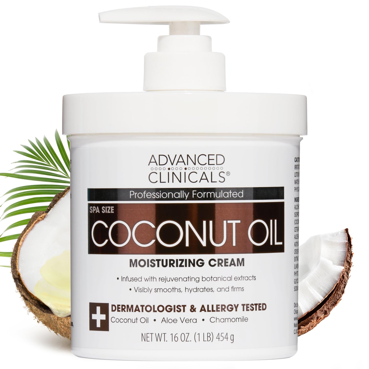 Advanced Clinicals Coconut Oil Body Cream For Women & Men | Hydrating Coconut Lotion For Extremely Dry Skin | Visible Anti Aging Body Butter Skin Care Balm Moisturizer For Hand, Heel, Feet, 16 Ounce