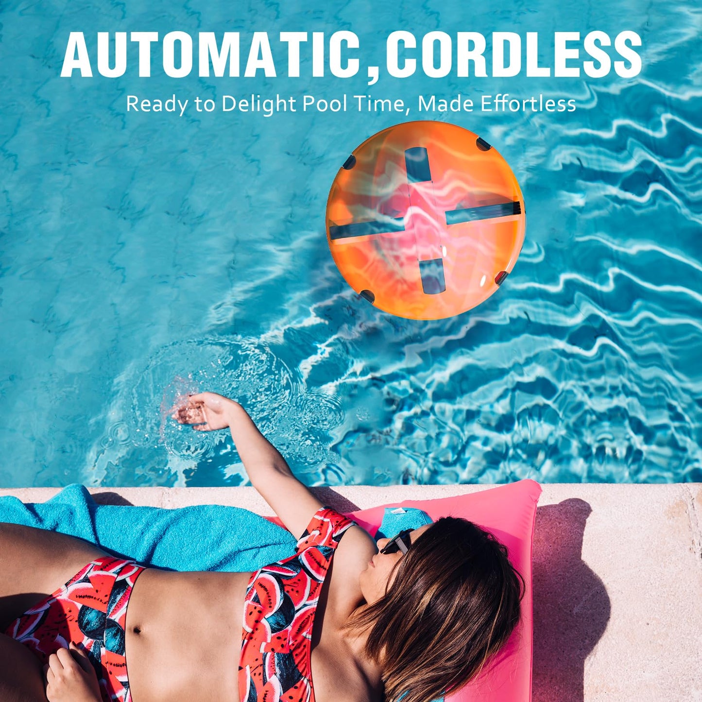 Upgrade Cordless Robotic Pool Cleaner for Above Ground Pool Vacuum Robot with Dual Motors, Automatic Pool Vacuum for Inground Pools Up to 1000 Sq.Ft (Lasts 120 Mins)