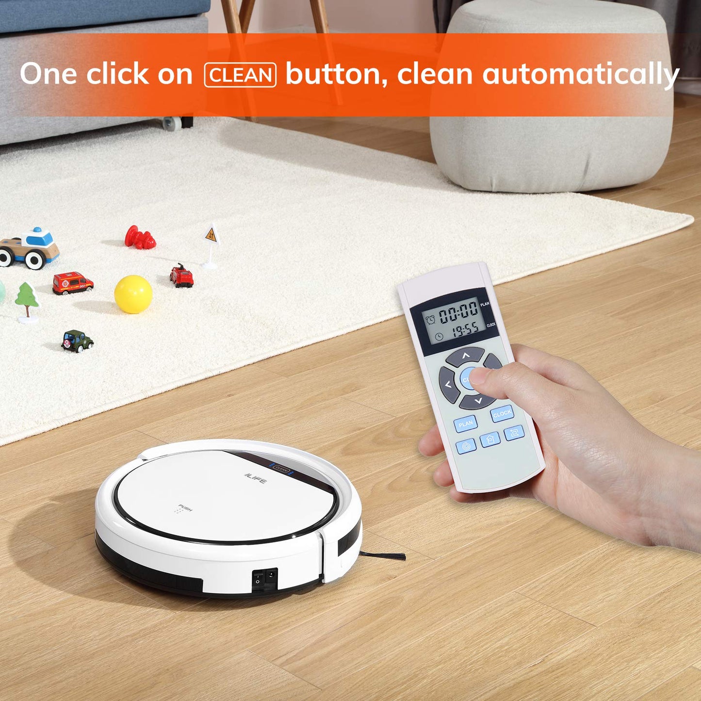 ILIFE V3s Pro Robot Vacuum Cleaner, Tangle-free Suction , Slim, Automatic Self-Charging Robotic Vacuum Cleaner, Daily Schedule Cleaning, Ideal For Pet Hair,Hard Floor and Low Pile Carpet,Pearl White