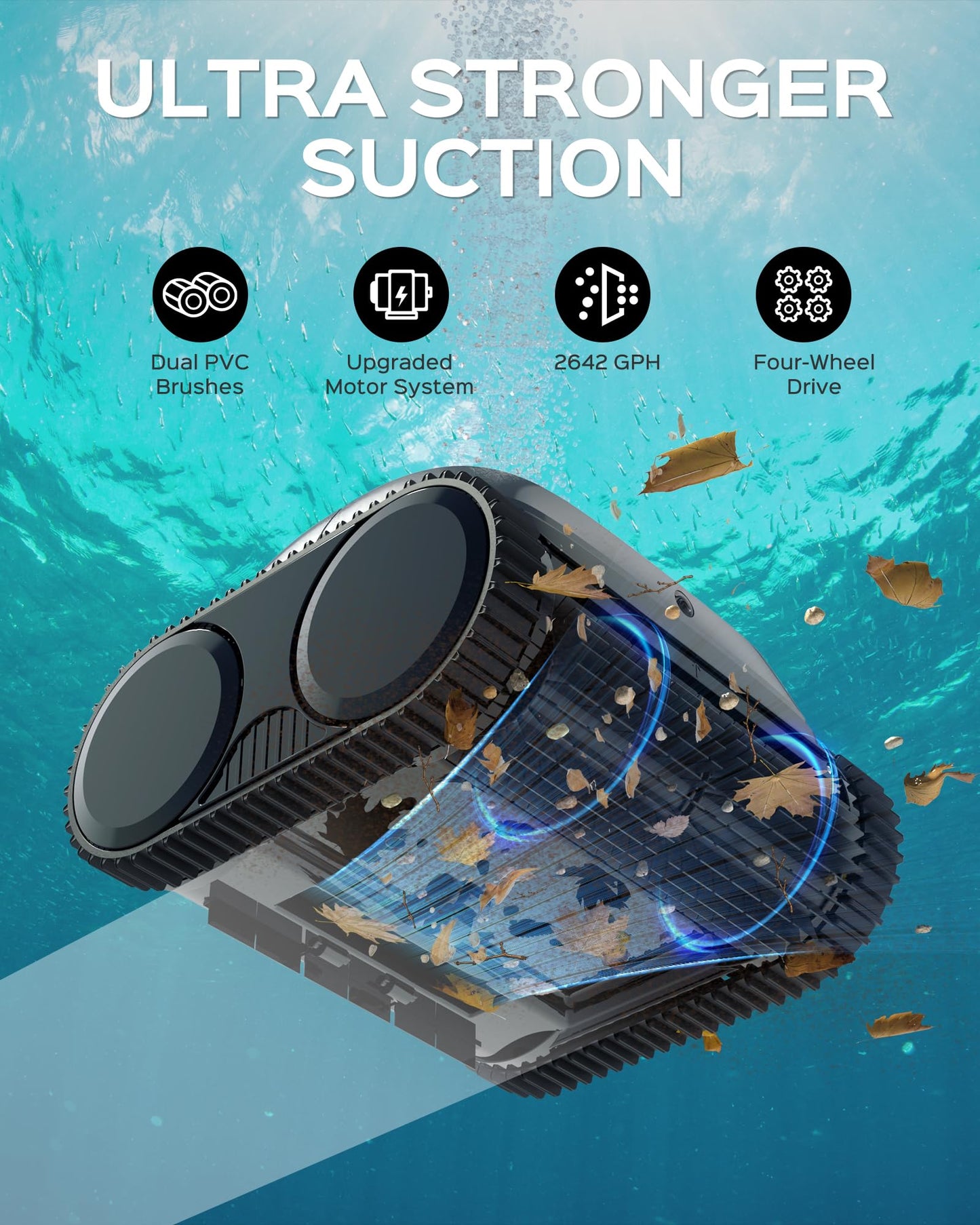 WYBOT C1 Robotic Pool Vacuum for Inground Pools, 150min Runtime Cordless Pool Cleaner up to 1,614Sq.ft, Wall & Waterline Cleaning, 4-in-1 Smart Navigation, App Support