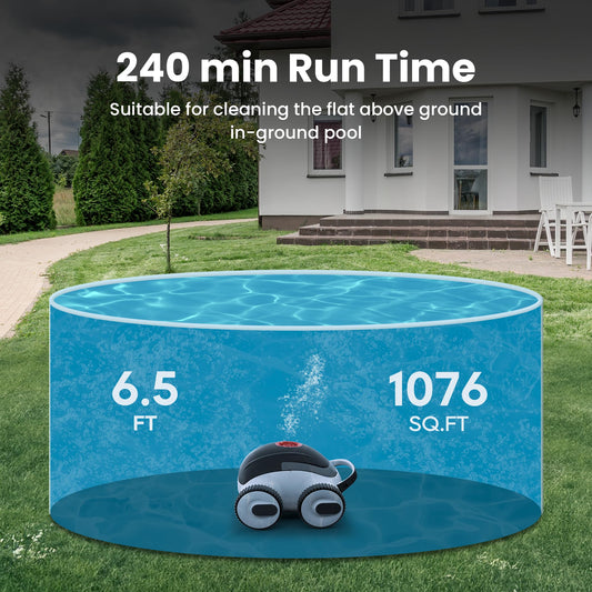 (2025 New) Higgsinno Pool Vacuum for Inground/Above, Smart Navigation Pool Robotic Cordless Cleaner with App, Lasts up to 240 Mins, Ultra-fine Dual Filter for Superior Cleaning up to 1,076 Sq.Ft