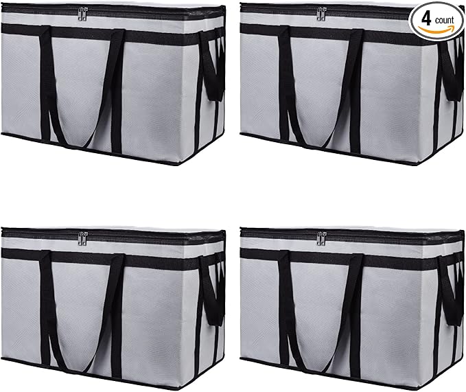 Insulated Reusable Grocery Shopping Bags, 4 Packs