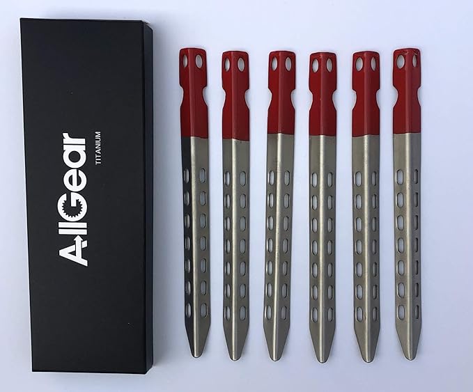 6-Pack Titanium Outdoor Camping, Hiking, Climbing V Shape Stakes Tent pegs, Narrow 9mmx165mm