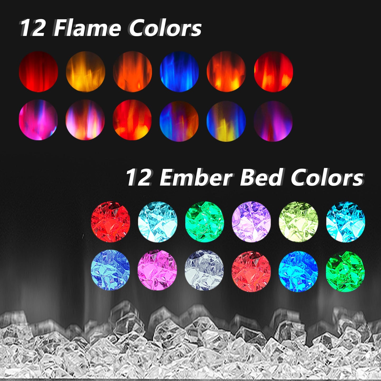 3 Sided Glass Built-in 60" Electric Fireplace - Multi-Color Flames, Heater, DIY Crystal & Log Set, Smart App & Remote Control