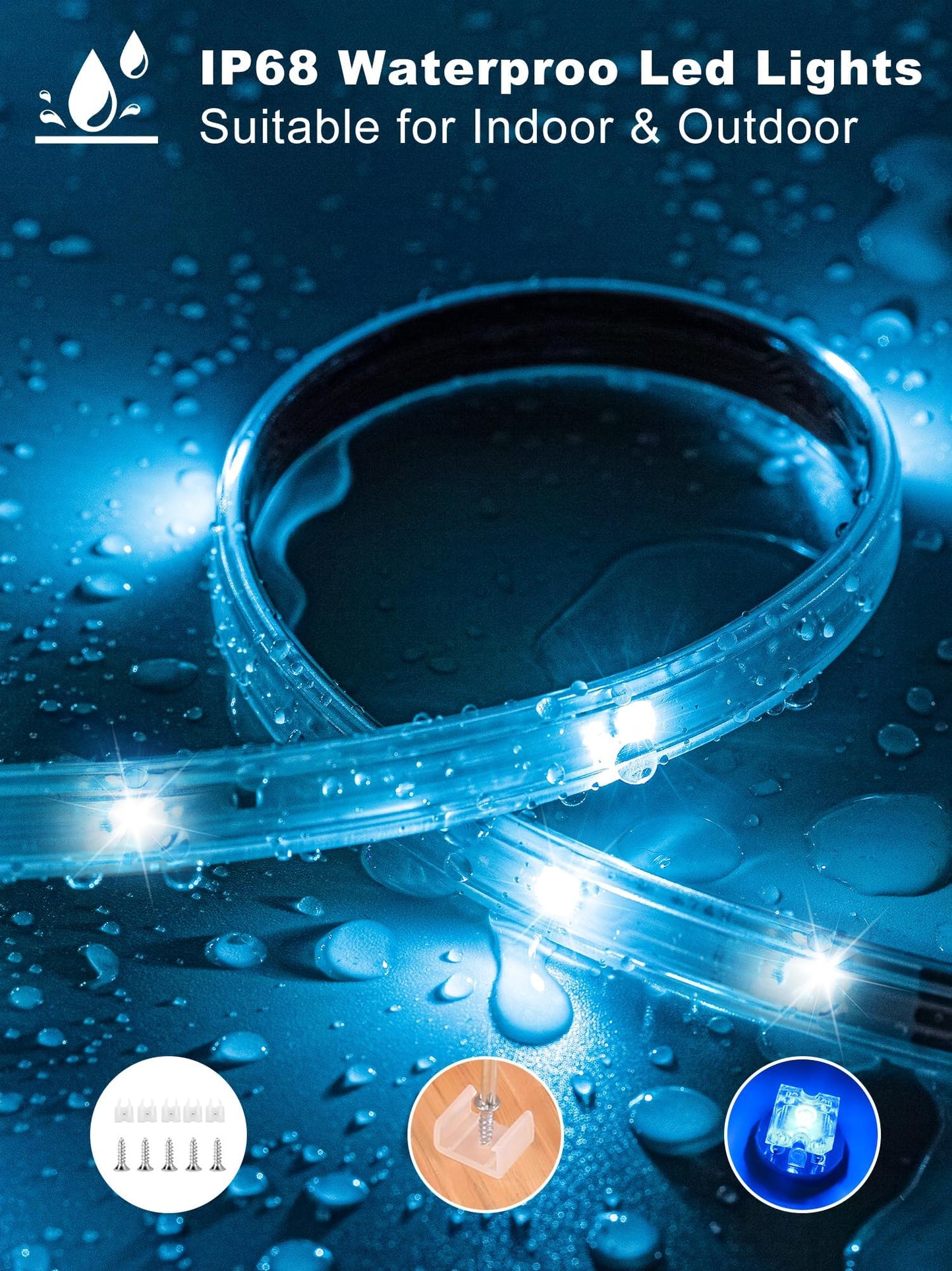 Ledagic Outdoor Led Strip Lights Waterproof 400ft, Ip68 Outside Led Light Strip Waterproof with Remote and App Control, Exterior Led Rope Lights Music Syne RGB Strip Lights for House Party Decoration