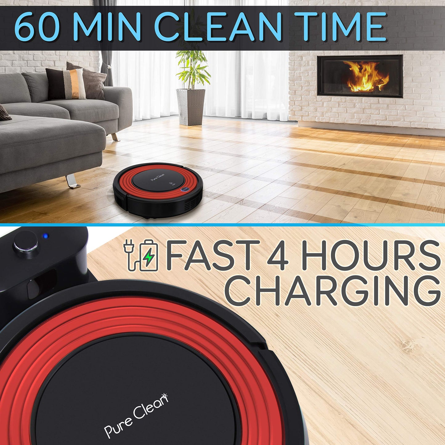 SereneLife Robot Vacuum Cleaner and Dock - 1500pa Suction Scheduling Activation and Charging Dock - Robotic Home Cleaning for Carpet Hardwood Floor Pet Hair & Allergies Friendly - Pure Clean PUCRC95.8