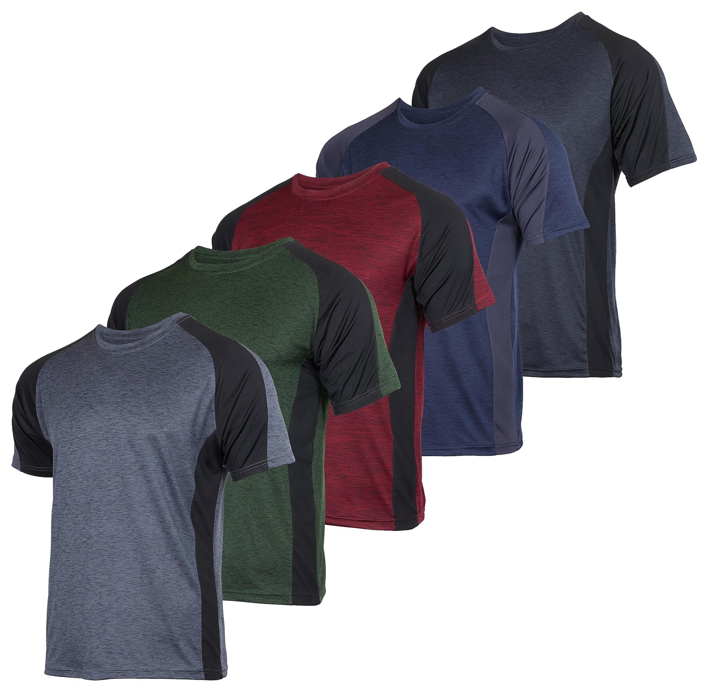 5 Pack Men’s Active Quick Dri Dry Fit Crew Neck T Shirts Athletic Running Gym Workout Short Sleeve Tee Tops Camisas Para Hombres Summer