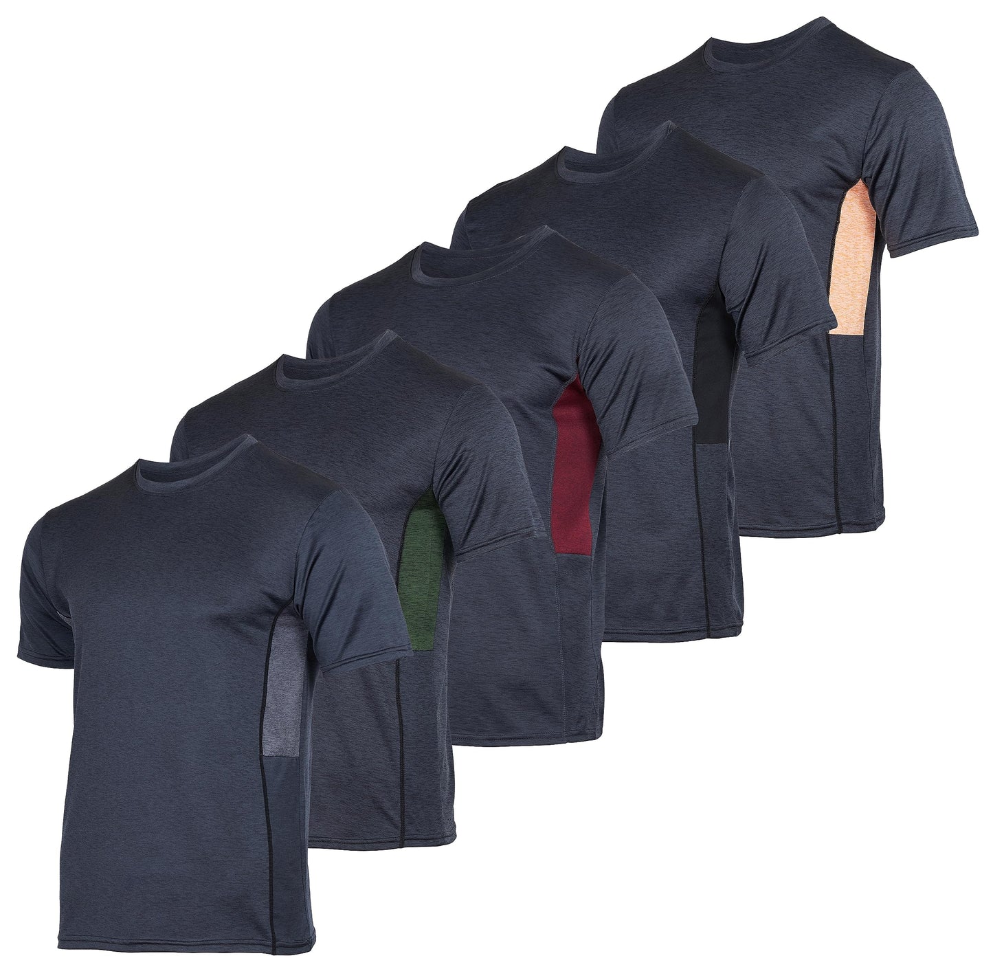 5 Pack Men’s Active Quick Dri Dry Fit Crew Neck T Shirts Athletic Running Gym Workout Short Sleeve Tee Tops Camisas Para Hombres Summer