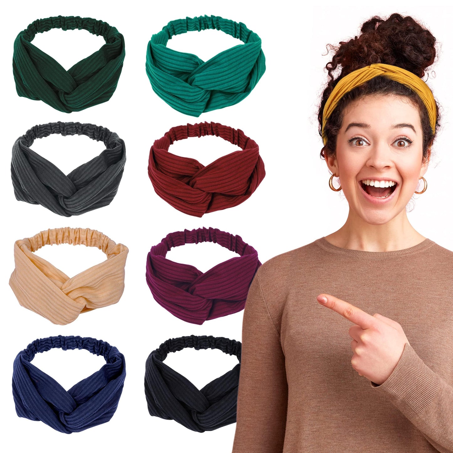 LOTUS78 8 Pack Headbands - Soft Fabric Hair Bands for Women, Boho Headbands for Exercise & Yoga, Elastic Sweat Bands (Maroon Offspring)