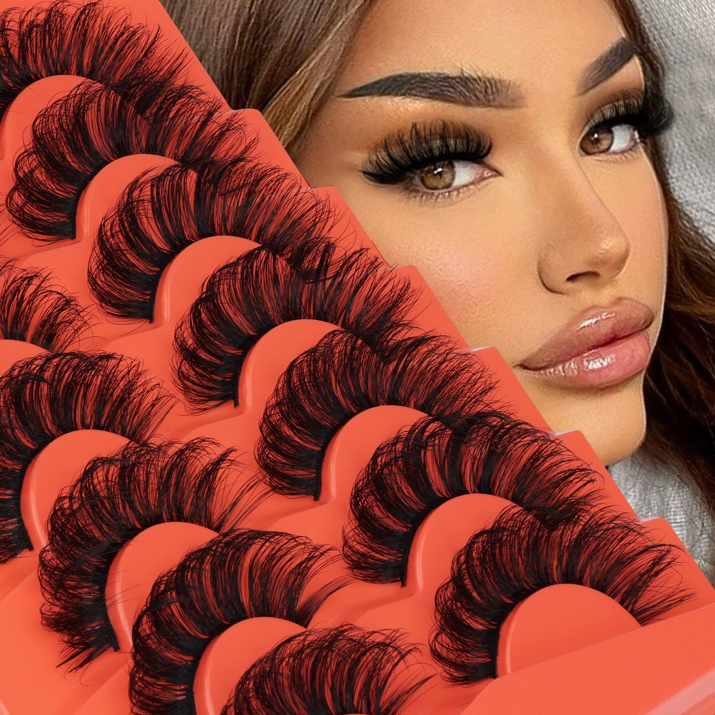 Natural False Eyelashes Wispy Lashes 17mm Eyelashes that Look Like Lash Extensions 7 Pairs Volume Eye Lashes Multipack by Focipeysa