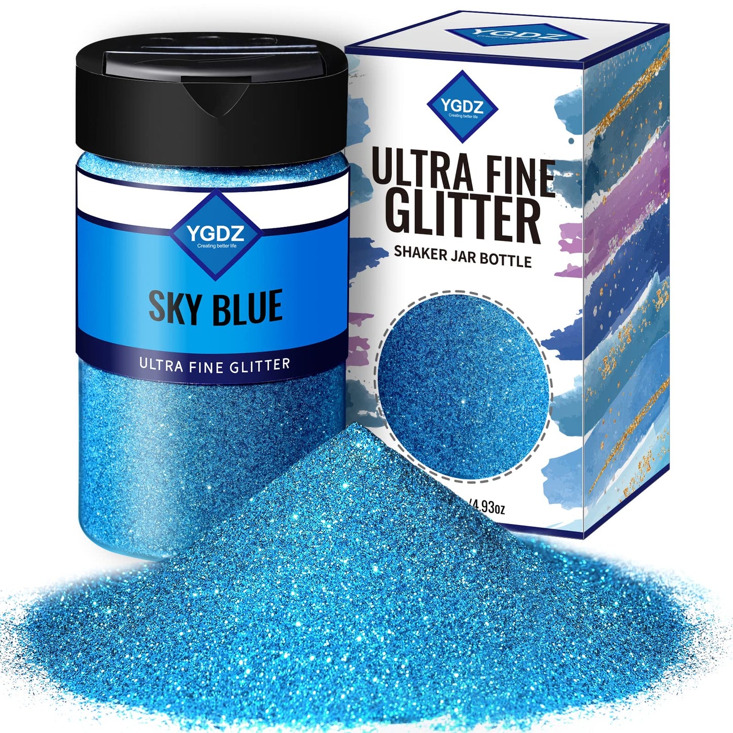 Blue Glitter, YGDZ Blue Fine Glitter, Body Glitter 140G /4.93OZ, Glitter for Crafts, Festival Glitter, Nail Glitter, Craft Glitter for Resin Arts Tumbler, Christmas Decor