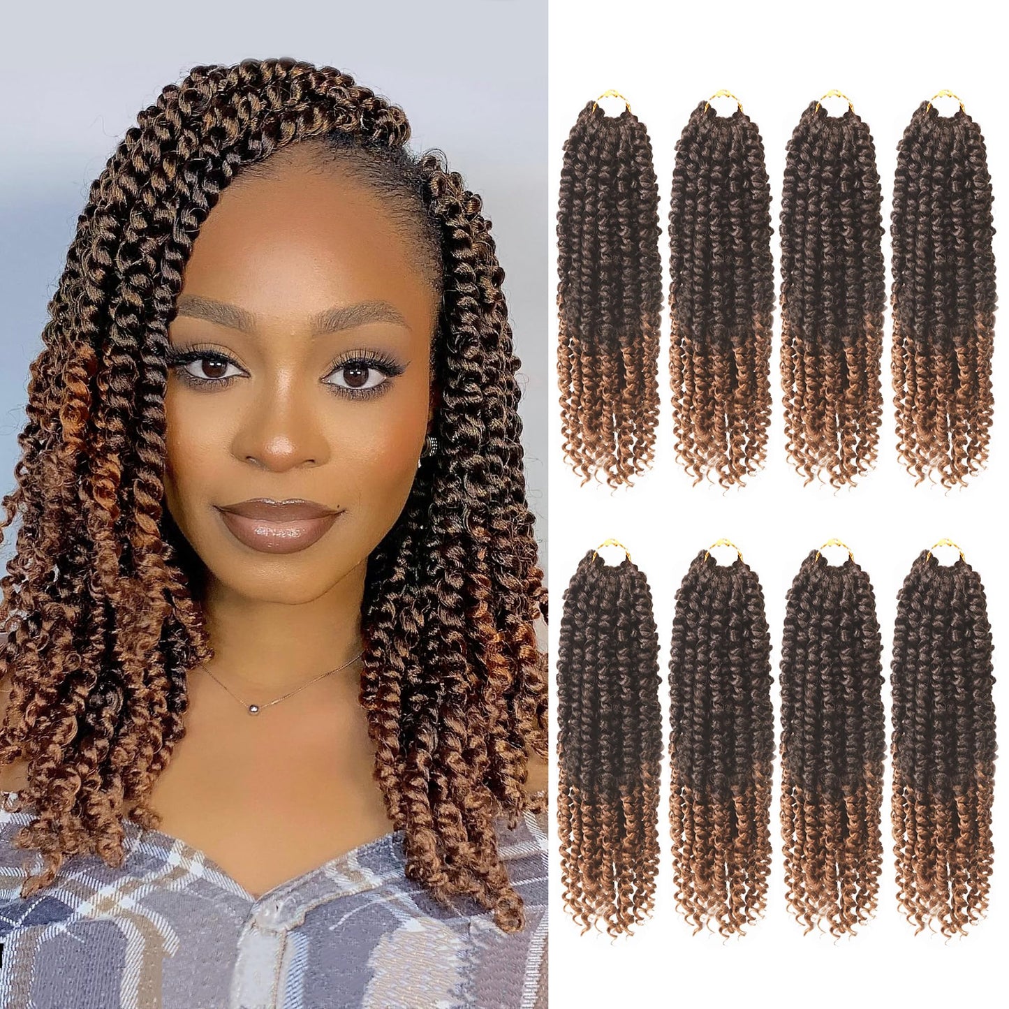 Bileaf Passion Twist Crochet Hair 12 Inch Passion Twist Hair Crochet Twist Braids Bohemian Braiding Hair Curly Ends 8 Packs Croc