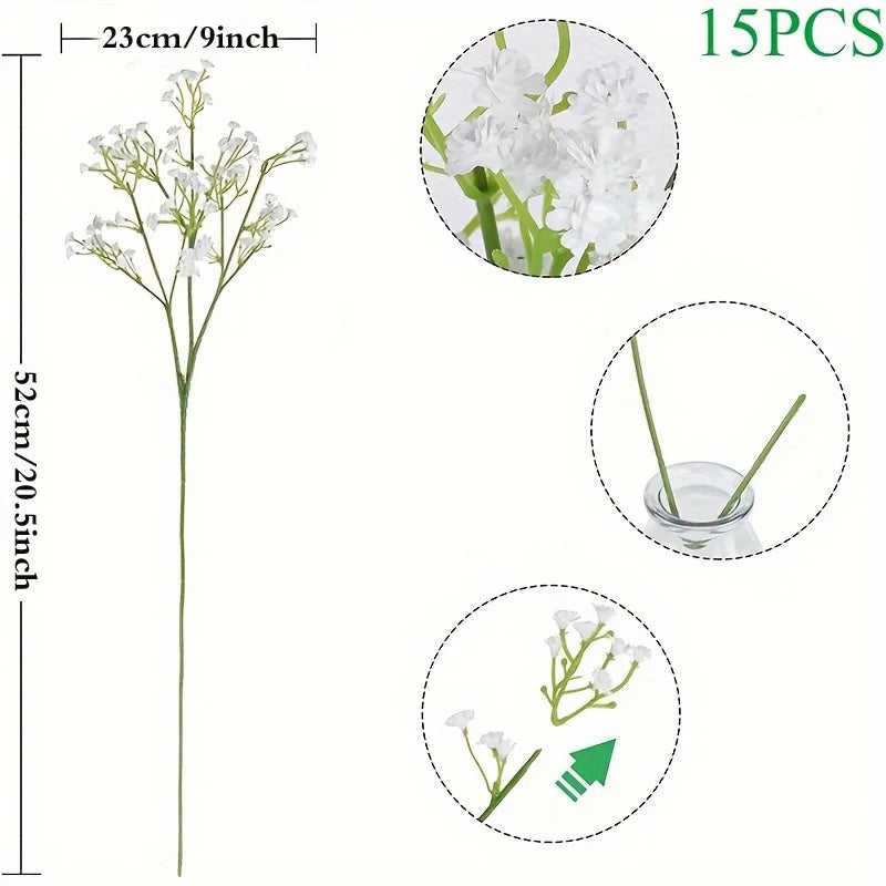 15pcs Artificial Baby’s Breath Flowers