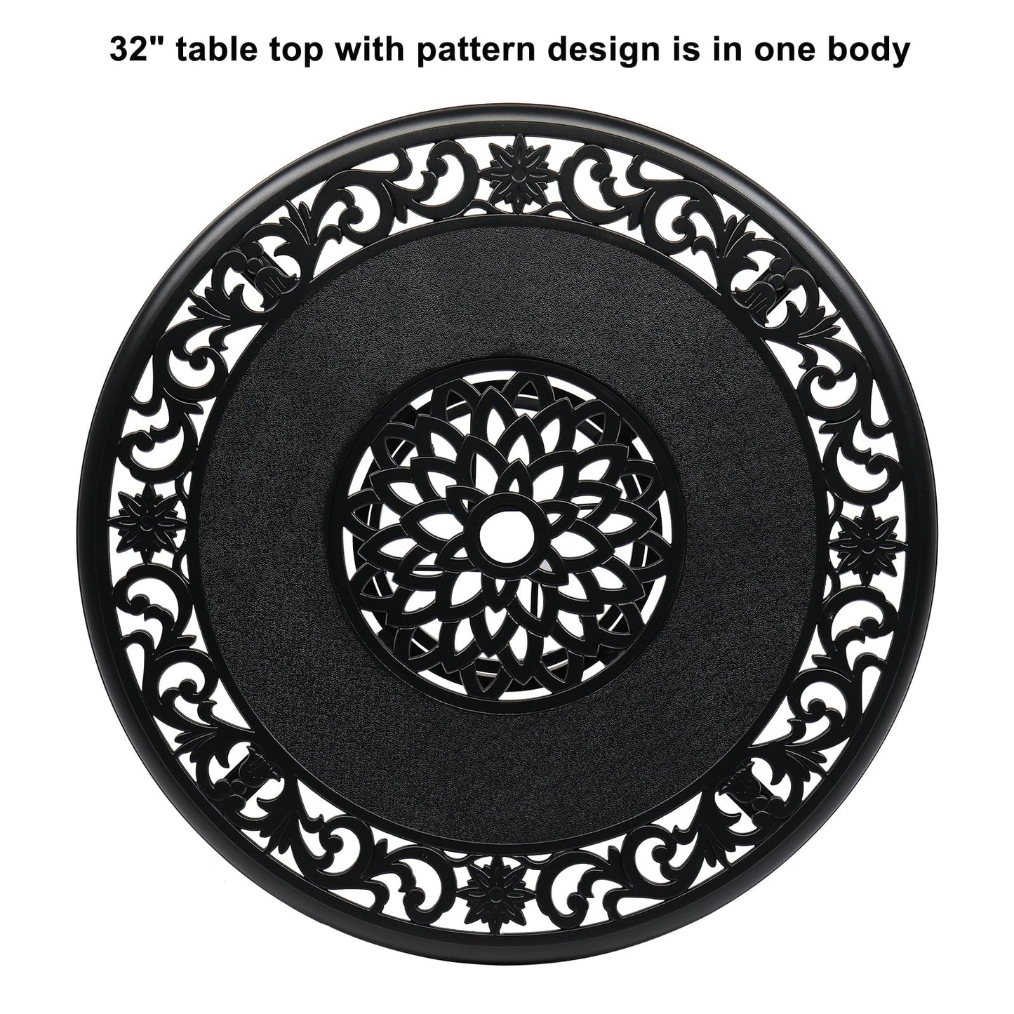 HiiKaa 32 in Cast Aluminum Patio Outdoor Bistro Round Dining Table with Frosted Surface,Bronze