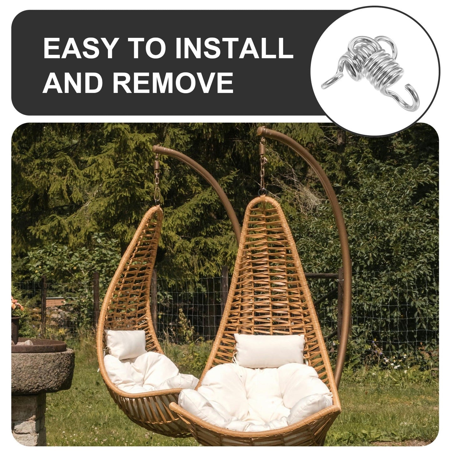 Hemobllo 2Pcs Porch Swing Hanging Kit Swing Spring Silver Heavy Duty For Indoor Relaxation
