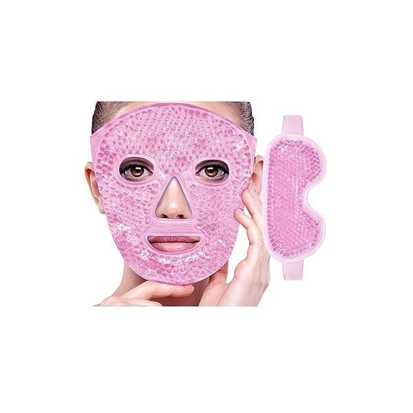 Ice Face Mask Reusable Cold Gel for Puffiness/Dark Circles/Eye Bags/Dry Eyes/Headaches/Migraines/Stress Relief, Pack (Blue)