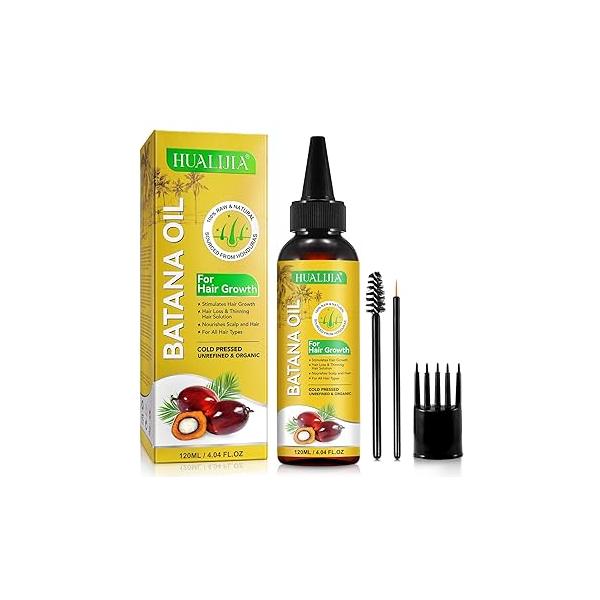 120ml Batana Oil for Hair Growth, Raw Dr Sebi from Honduras Promotes thickness, Unrefined & Natural Prevent Loss, Eliminates Split Ends, 4.04 FL. OZ