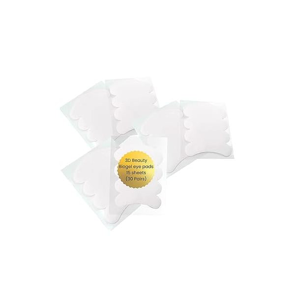 Biogel Eye Pads For Eyelash Extension, Under Extension Supplies - 15 Sheets (30 Pairs)
