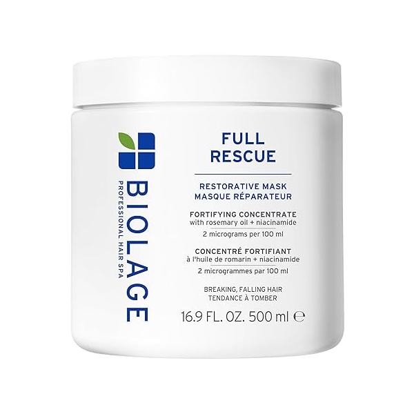 Biolage Full Rescue Restorative Hair Mask - Conditions & Creates Denser Appearance, Softens Strengthens Thin Hair, Rosemary Oil Niacinamide, Vegan Cruelty-Free, 16.9 Fl Oz