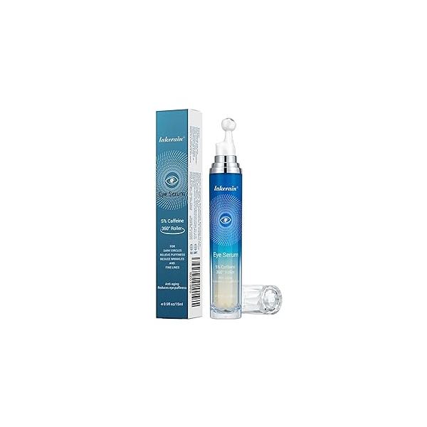 5% Caffeine Eye Serum,Moisturizing Cream with 360° Massage Roller Ball,Anti-Aging Moisturizing Serum for Dark Circles,Reducing Puffiness,Lightening Fine Lines,Lifting and Firming