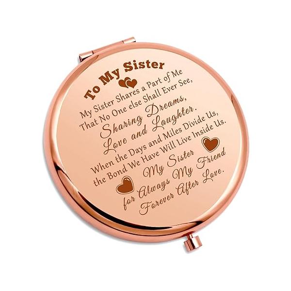 Big Sister Gifts for Girls Compact Mirror from Brother Friendship Birthday Present Best Friend BFF Bestie Christmas Personal Makeup Mother's Day Wedding Graduation