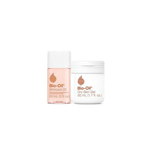 Bio-Oil Travel Skincare Bundle for Scars, Stretch Marks, and Dry Skin, Includes Skin Care Oil (2 oz) Gel (1.7