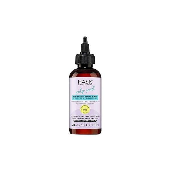 HASK Texture Series Strengthening Scalp & Hair Oil with Castor, Baobab Black Seed Oils for Curly, Coily Kinky Hair, Gluten-Free, Sulfate-Free, Cruelty-Free - 4 fl oz