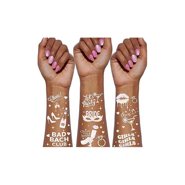 Bride Glitter Tattoos, Cheers Bachelorette Temporary Metallic Face Stickers, Party Decorations, Bridesmaid Favor, Gifts for Girls Women