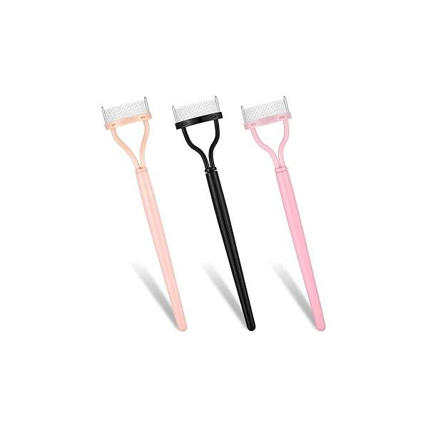 3 Pcs Eyelash Separator Tools, Washable Stainless Steel Combs to Separate Lashes Practical Reusable Lash Comb Mascara Tool for Combing Separating