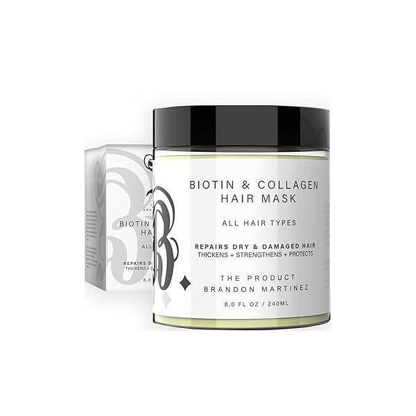 Biotin and Hydrolyzed Collagen Hair Mask for Dry & Damaged with Aloe Vera, Avocado Oil, Vitamin E Oil B. The Product (8oz)