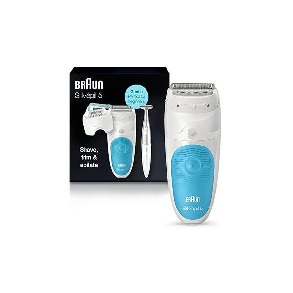 Braun Epilator Silk-épil 5 5-810, Hair Removal Device, for Women, Shaver & Bikini Trimmer, Cordless, Rechargeable, Wet Dry