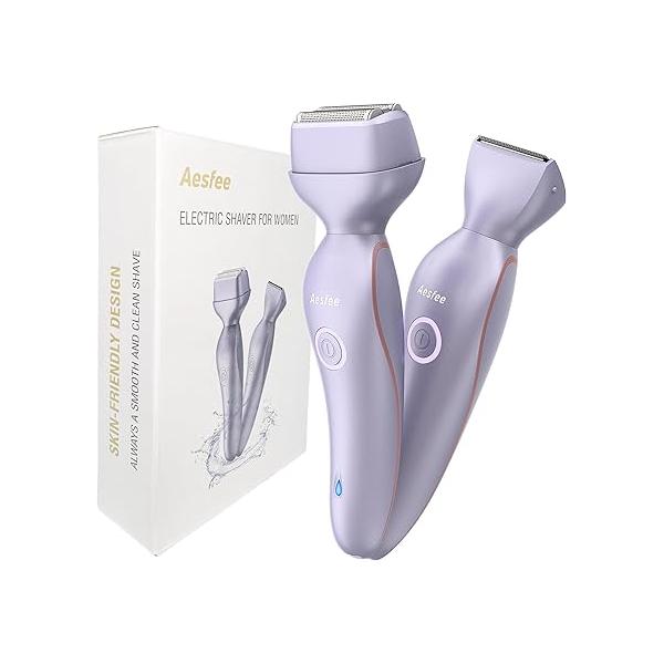 Bikini Trimmer and Facial Shavers for Women - 2-in-1 Electric Razors Legs Arms Underarm Pubic Hair Lady Body Trimmers Smooth Clean Shaves IPX7 Waterproof Wet/Dry, USB-C Rechargeable