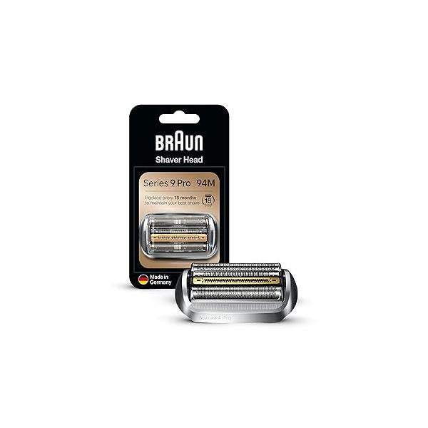 Braun Electric Shaver Head Replacement Part 94M, Compatible with Series 9 Pro and Razors for Men, Silver