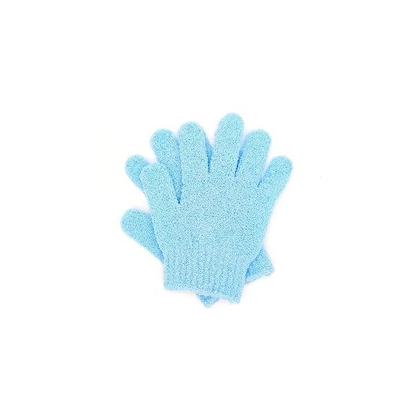 BlingKingdom 1 Pair Bath Gloves for Shower Exfoliating Wash Mitts Women Beauty Spa Massage Skin Body Scrubber (Blue)