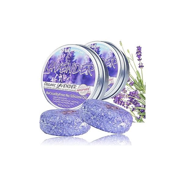 2PCS Shampoo Bar for Gray Hair, Lavender Natural Organics and Conditioner Thinning Hair Men & Women