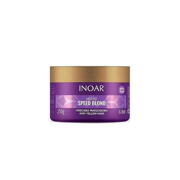 Inoar Absolut Speed Blond Mask with Argan Oil for Blonde, Silver & Gray Hair Tone Neutralization Hydration, 6.7 oz