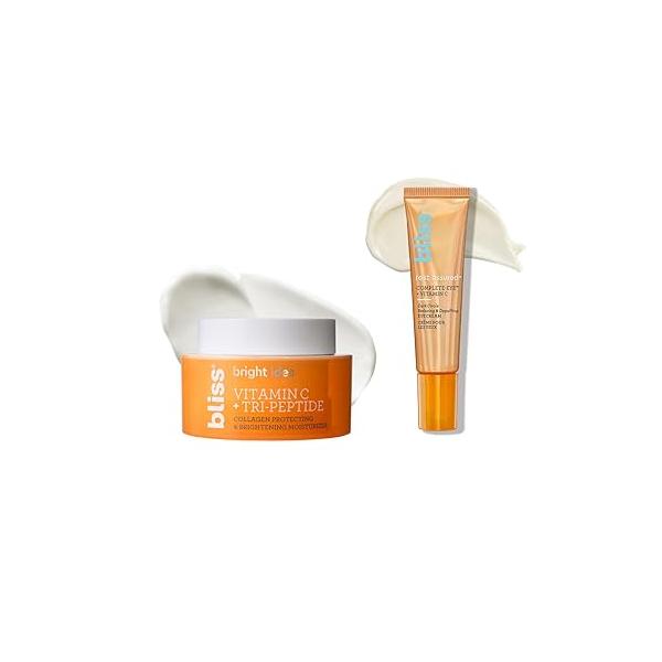 Bliss Get It Bright Duo - Idea Vitamin C Moisturizer and Rest Assured Eye Cream Brighten & Hydrate Vegan, Clean, Cruelty-Free Skincare