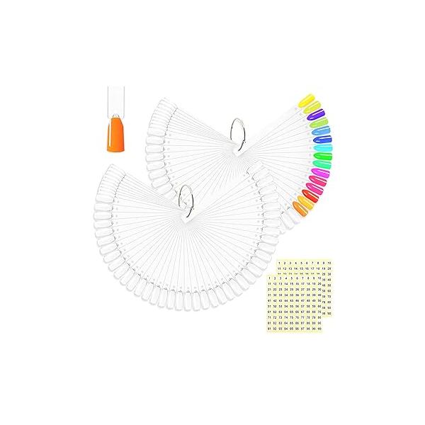 BQAN 100Pcs Nail Swatch Sticks with Ring, Nails Art Display/Practice for Polish Display Tips