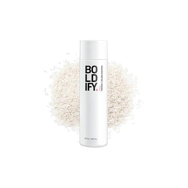 BOLDIFY Thickening Shampoo - Rice Water for Thinning and Oily Hair Volumizing Fine Hair, Weightlessly Removes Excess Oil 8oz