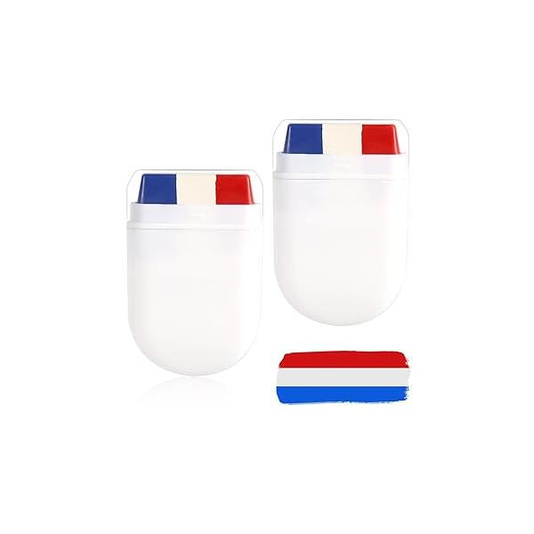 2pcs Patriotic 4th of July Face Paint, Red White & Blue USA American Flag Paint Stick Softball Baseball Sports Events Independence Day Stuff for Athletes Men Women Kids