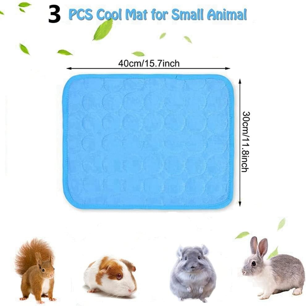 3 PCS Summer Cooling Mat for Rabbit, Washable Guinea Pig Bed, Breathable Ice Silk Self-Cooling Blanket Bed Mat for Rabbits Guinea Pigs Chinchillas Ferret Small Animal