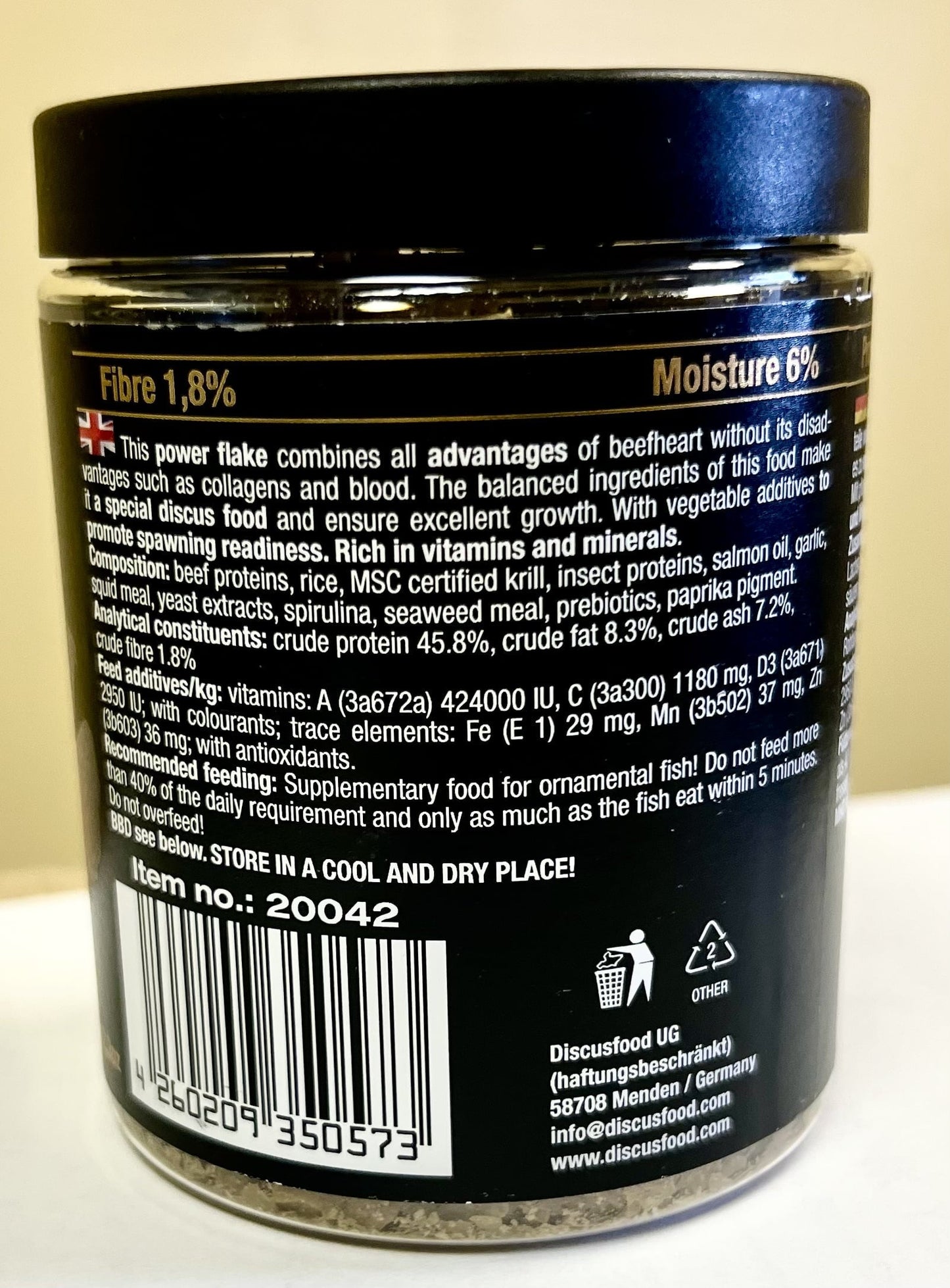 Discusfood Best Heart Flakes Pro Breed, Fish Food, 2.3 oz