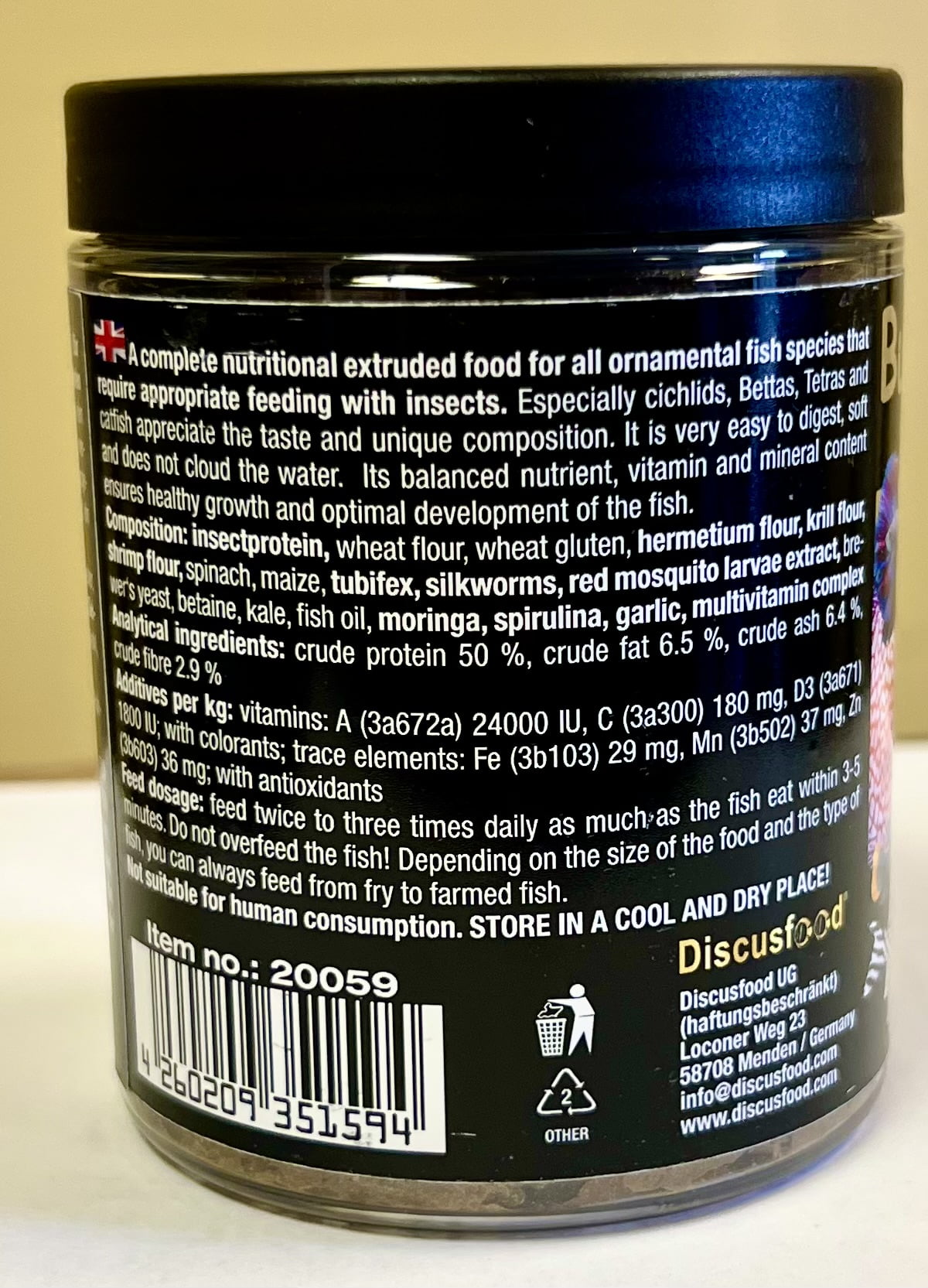 Discusfood Buffet Di Insect, Fish Food Flakes, 2.3 oz