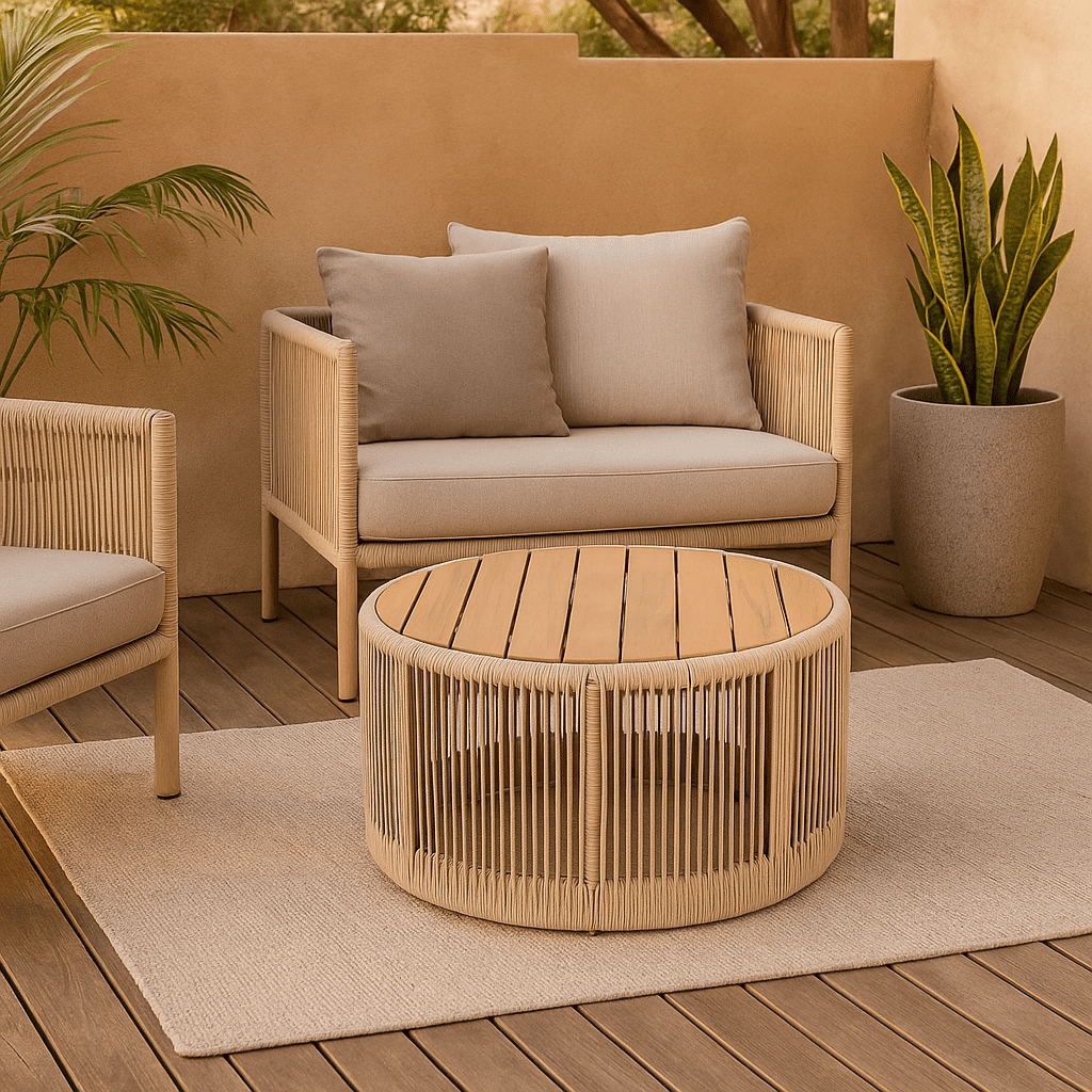 Homy Casa Outdoor Coffee Table - Modern Design, Perfect for Patio and Garden, Beige