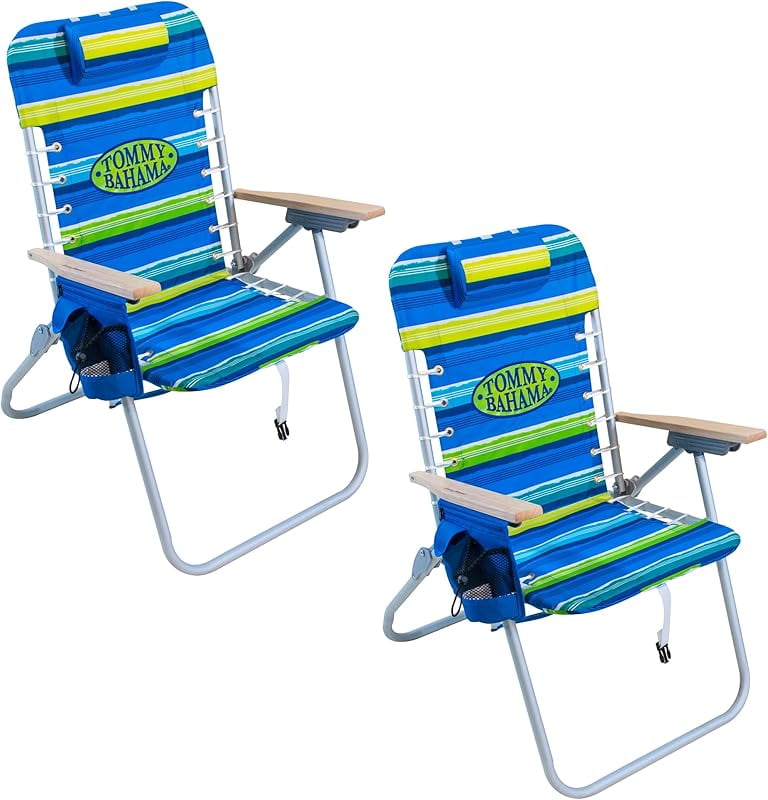 2-Pack Hi-Boy 17" Seat Height 4-Position Lace-Up Suspension Folding Backpack Beach Chair