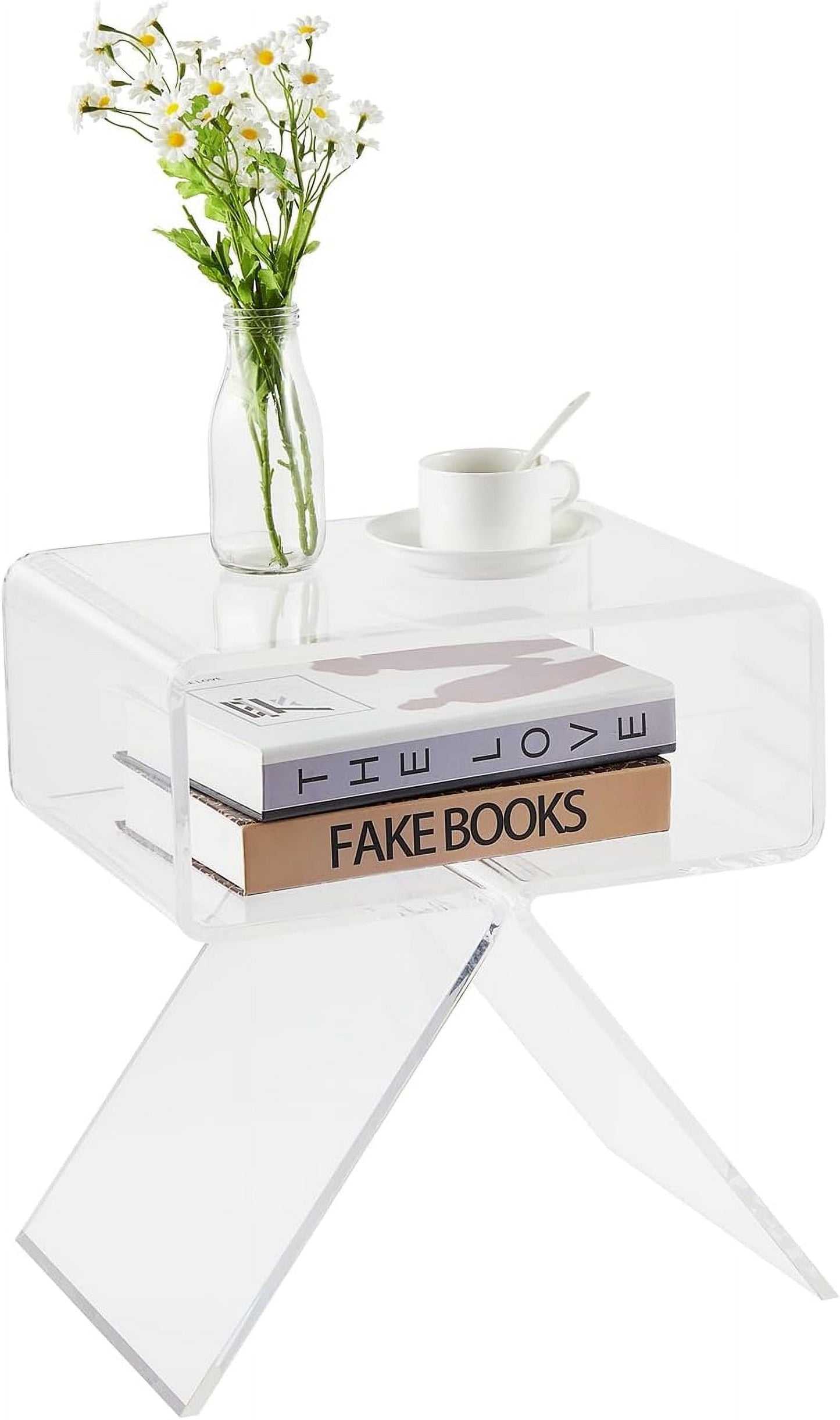 2025 New Update Acrylic Nightstand,17.7" L x 11.8" W x 15.4" H Acrylic Desk, Acrylic Side Table, Modern Design Clear Table, Home Decor Display End Table for Living Room