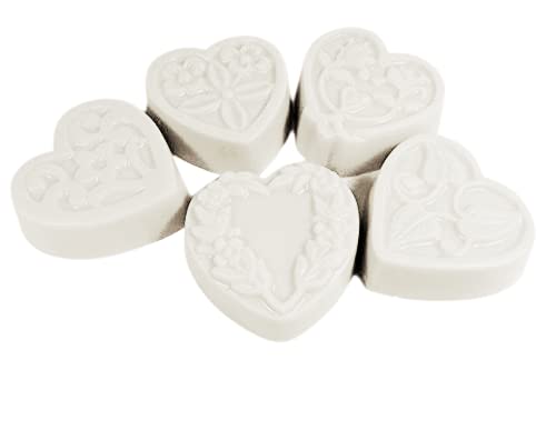 5 pc Guest Sized Set - Gardenia Scented Goat Milk & Shea Soap Heart Shapes