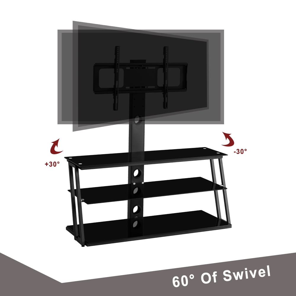 5-Tier Tempered Glass Side Table Stainless Steel Frame End Table for Living Room, Bedroom, Black